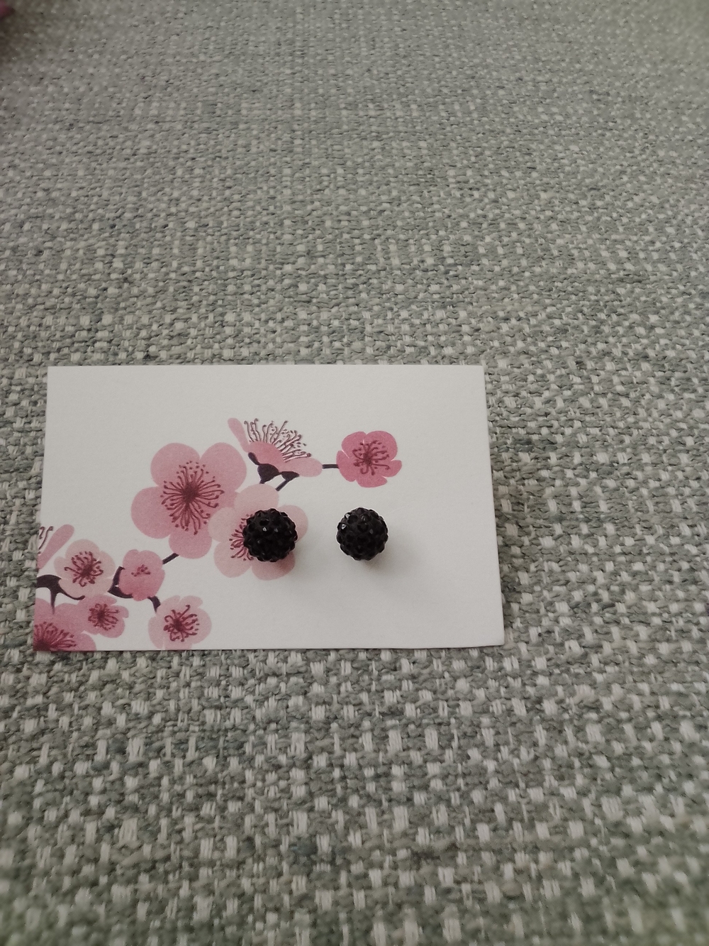 Floral Black & Pink Stud Earrings NWT